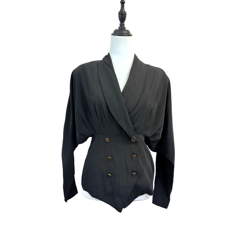 VTG Union Made Michael Blair Black‎ Double Breasted Blazer Medium Gold Buttons